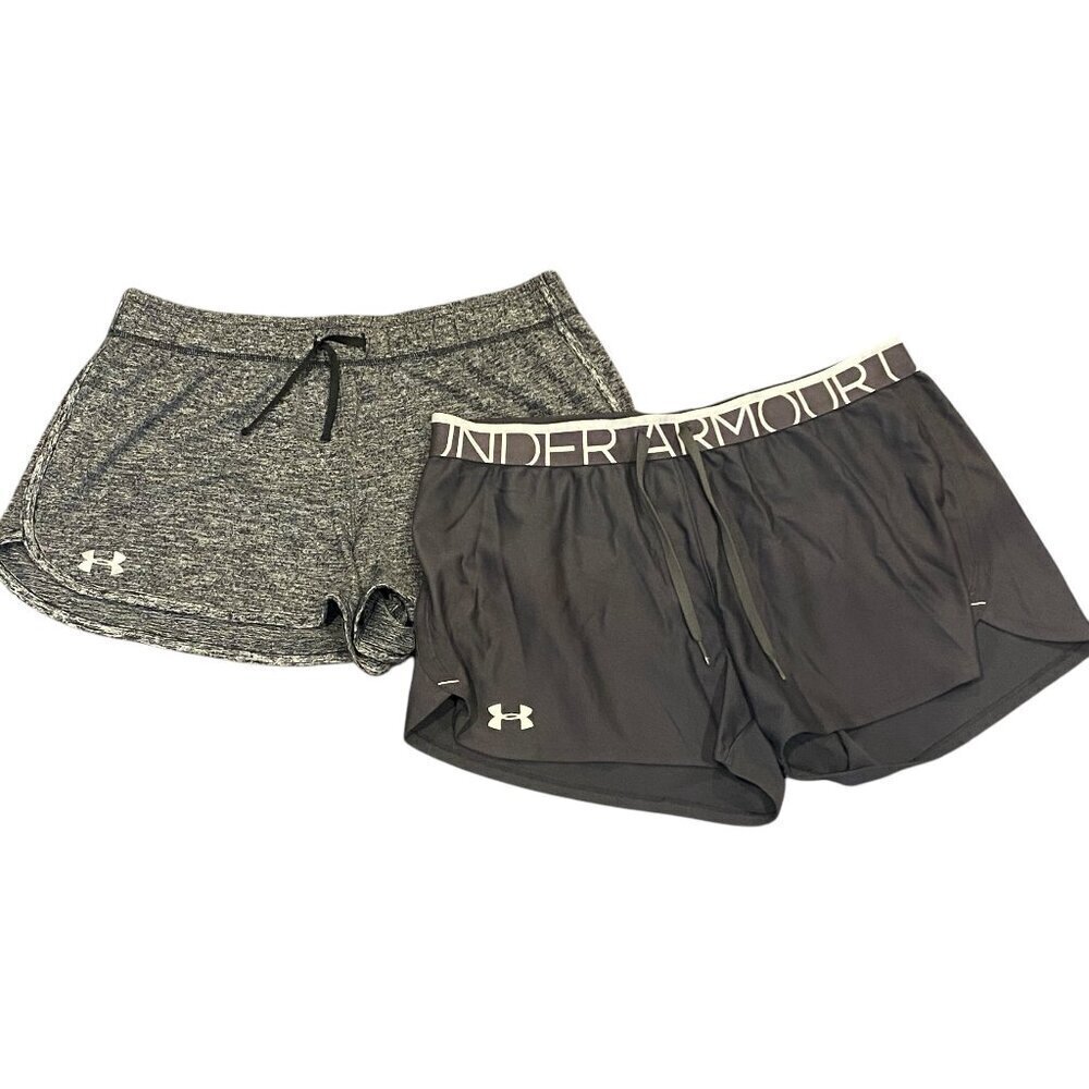 Bundle/Lot of 2 pairs of Under Armour Running/Workout Shorts Sz L Gray #69T